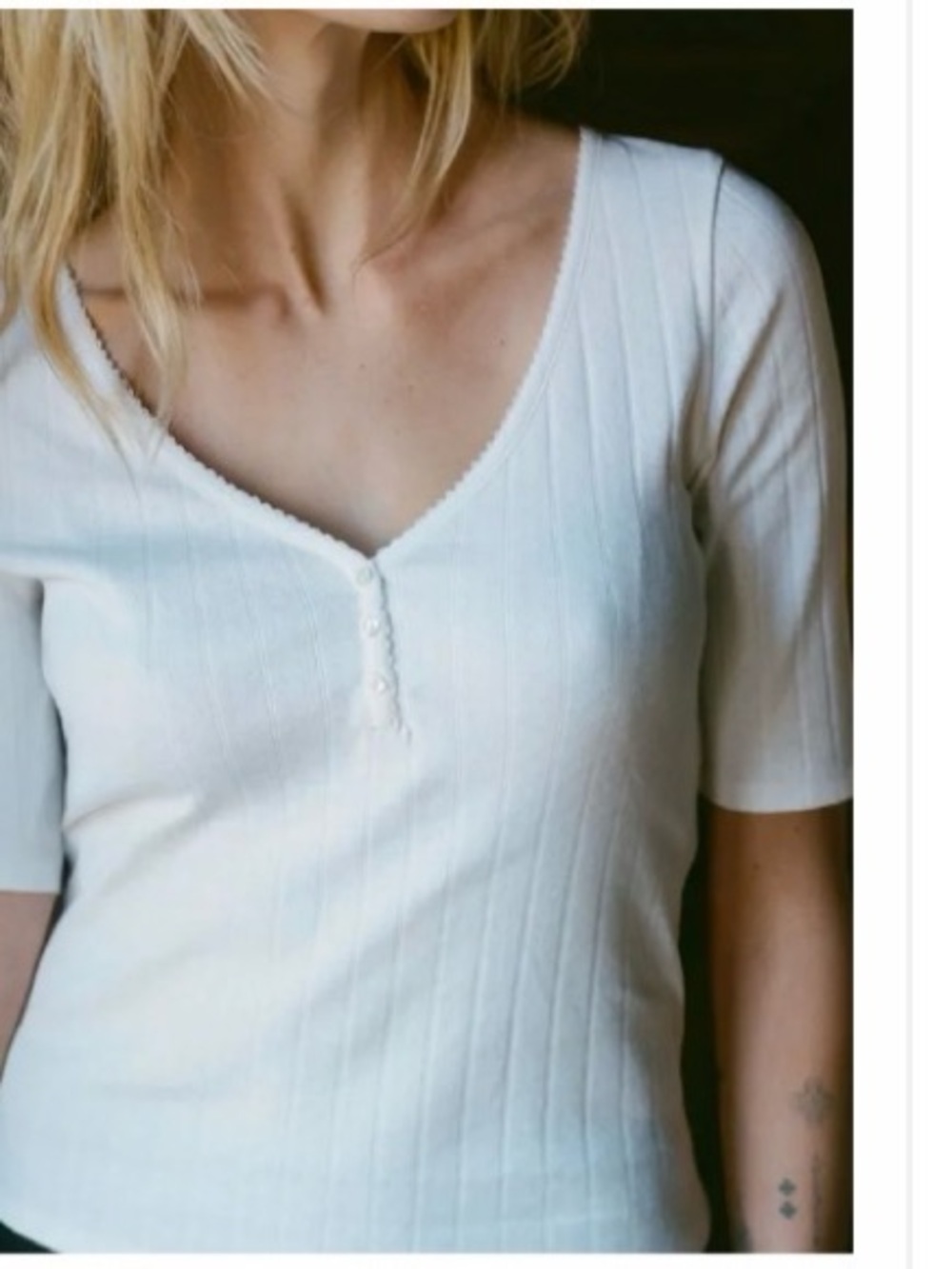 Christy Dawn Wren White Pointelle Top